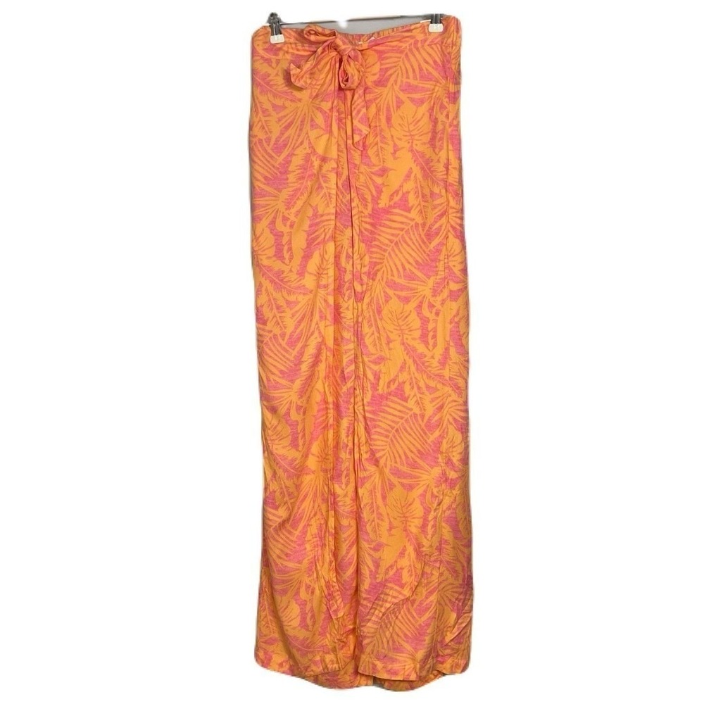 Happily Grey Orange & Pink Wrap Style Wide Leg Pants with Waist Tie NWT Med Boho - Picture 3 of 7